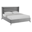 Posh Living Kaeson Upholstered Velvet & Wood King Platform Bed in Light Gray