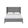 Posh Living Kaeson Upholstered Velvet & Wood Queen Platform Bed in Light Gray