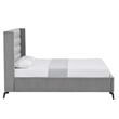 Posh Living Kaeson Upholstered Velvet & Wood Queen Platform Bed in Light Gray
