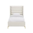 Posh Living Kaeson Upholstered Linen & Wood Twin XL Platform Bed in Light Beige