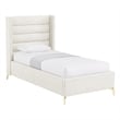 Posh Living Kaeson Upholstered Linen & Wood Twin XL Platform Bed in Light Beige