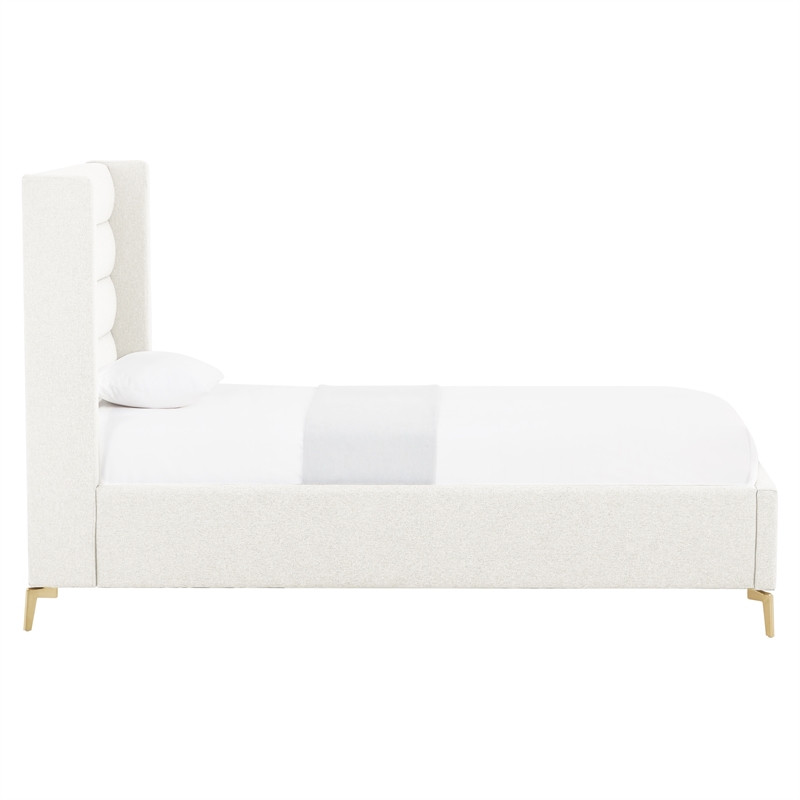Posh Living Kaeson Linen Full Size Platform Bed Light Beige
