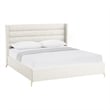 Posh Living Kaeson Upholstered Linen & Wood King Platform Bed in Light Beige