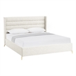 Posh Living Kaeson Upholstered Linen & Wood Queen Platform Bed in Light Beige