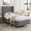 Posh Living Kaeson Upholstered Linen & Wood Twin XL Platform Bed in Gray