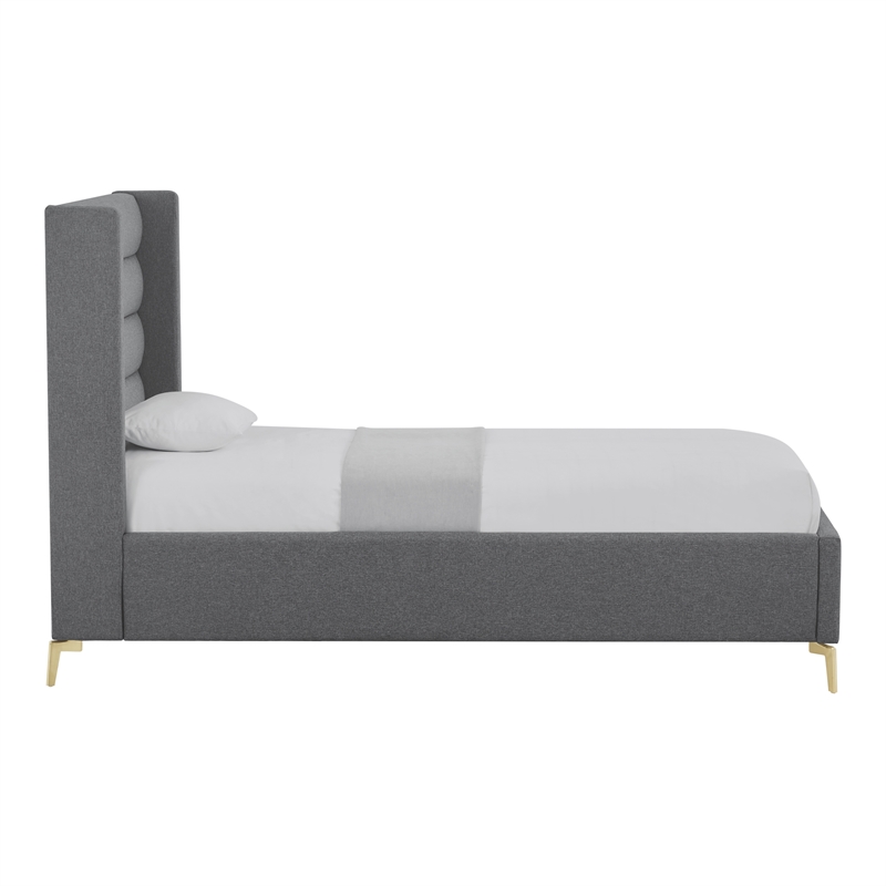 Posh Living Kaeson Upholstered Linen & Wood Twin XL Platform Bed in Gray