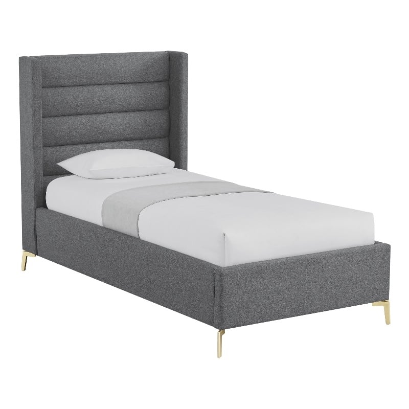 Posh Living Kaeson Upholstered Linen & Wood Twin XL Platform Bed in Gray