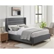 Posh Living Kaeson Upholstered Linen & Wood Queen Platform Bed in Gray