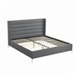 Posh Living Kaeson Upholstered Linen & Wood Queen Platform Bed in Gray