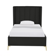 Posh Living Kam Upholstered Velvet & Wood Twin XL Platform Bed in Black