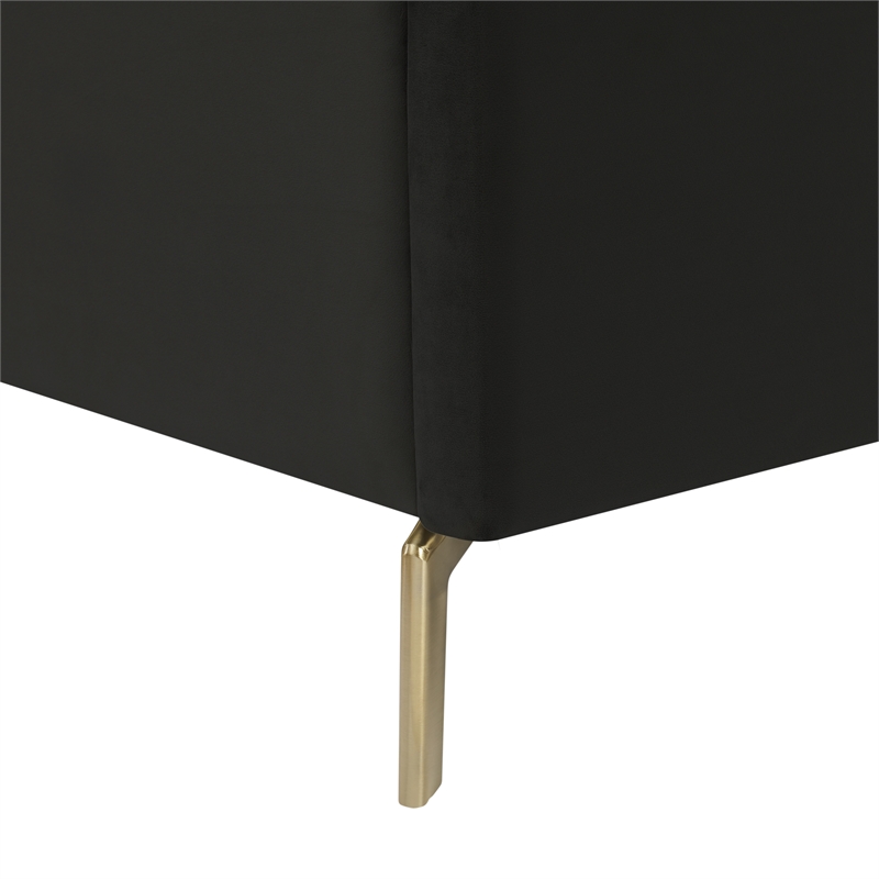 Posh Living Kam Upholstered Velvet & Wood Twin XL Platform Bed in Black