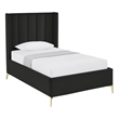 Posh Living Kam Upholstered Velvet & Wood Twin XL Platform Bed in Black