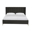 Posh Living Kam Upholstered Velvet & Wood King Platform Bed in Black