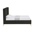 Posh Living Kam Upholstered Velvet & Wood King Platform Bed in Black
