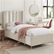 Posh Living Kam Upholstered Velvet & Wood Full Platform Bed in Cream White