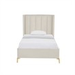 Posh Living Kam Upholstered Velvet & Wood Full Platform Bed in Cream White