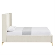 Posh Living Kam Upholstered Velvet & Wood Full Platform Bed in Cream White