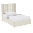 Posh Living Kam Upholstered Velvet & Wood Full Platform Bed in Cream White