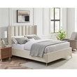 Posh Living Kam Upholstered Velvet & Wood Queen Platform Bed in Cream White