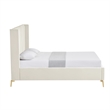 Posh Living Kam Upholstered Velvet & Wood Queen Platform Bed in Cream White