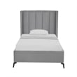 Posh Living Kam Upholstered Velvet & Wood Twin XL Platform Bed in Light Gray