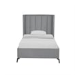 Posh Living Kam Upholstered Velvet & Wood Full Platform Bed in Light Gray