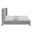 Posh Living Kam Upholstered Velvet & Wood Full Platform Bed in Light Gray