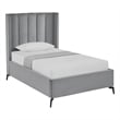 Posh Living Kam Upholstered Velvet & Wood Full Platform Bed in Light Gray