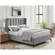 Posh Living Kam Upholstered Velvet & Wood King Platform Bed in Light Gray