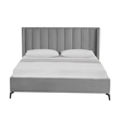 Posh Living Kam Upholstered Velvet & Wood King Platform Bed in Light Gray