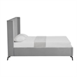Posh Living Kam Upholstered Velvet & Wood King Platform Bed in Light Gray