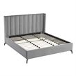 Posh Living Kam Upholstered Velvet & Wood King Platform Bed in Light Gray