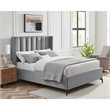Posh Living Kam Upholstered Velvet & Wood Queen Platform Bed in Light Gray
