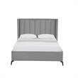 Posh Living Kam Upholstered Velvet & Wood Queen Platform Bed in Light Gray