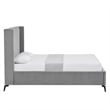 Posh Living Kam Upholstered Velvet & Wood Queen Platform Bed in Light Gray