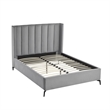 Posh Living Kam Upholstered Velvet & Wood Queen Platform Bed in Light Gray