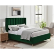 Posh Living Kam Upholstered Velvet & Wood King Platform Bed in Green