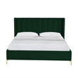 Posh Living Kam Upholstered Velvet & Wood King Platform Bed in Green