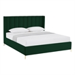 Posh Living Kam Upholstered Velvet & Wood King Platform Bed in Green