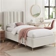 Posh Living Kam Upholstered Linen & Wood Full Platform Bed in Light Beige