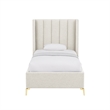 Posh Living Kam Upholstered Linen & Wood Full Platform Bed in Light Beige