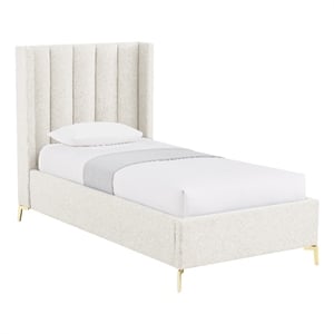 Posh Living Kam Upholstered Linen & Wood Full Platform Bed in Light Beige