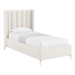 Posh Living Kam Upholstered Linen & Wood Full Platform Bed in Light Beige
