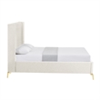 Posh Living Kam Upholstered Linen & Wood King Platform Bed in Light Beige