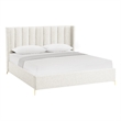 Posh Living Kam Upholstered Linen & Wood King Platform Bed in Light Beige