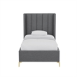 Posh Living Kam Upholstered Linen & Wood Twin XL Platform Bed in Gray