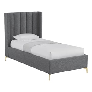 Posh Living Kam Upholstered Linen & Wood Full Platform Bed in Gray