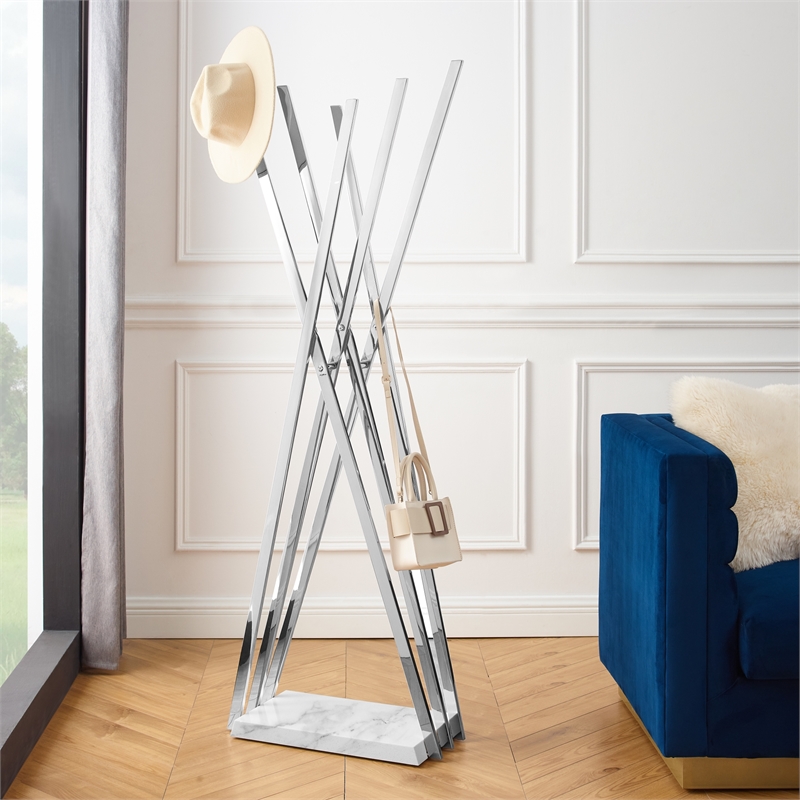 Posh Living Kayliana  Marble Base FreeStanding Rack Chrome
