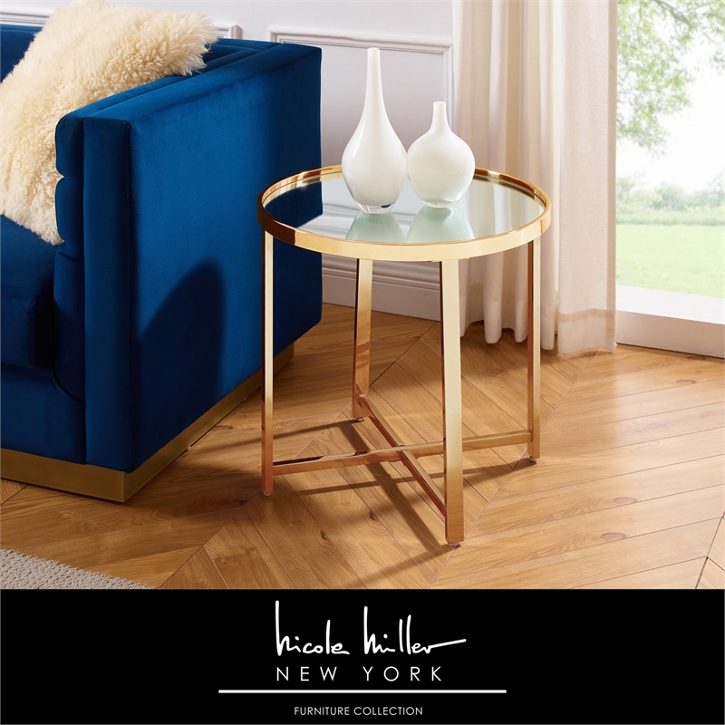 Posh Living Leiah Cross Legs End Table Gold
