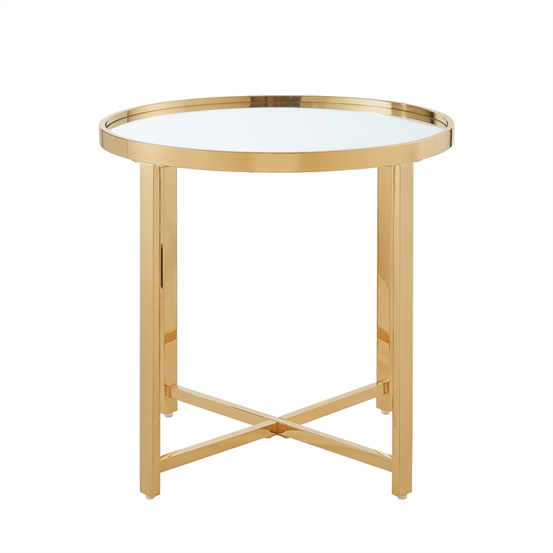 Posh Living Leiah Cross Legs End Table Gold